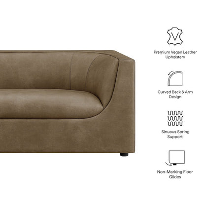 Hilda 86" Curved Back Vegan Leather Sofa