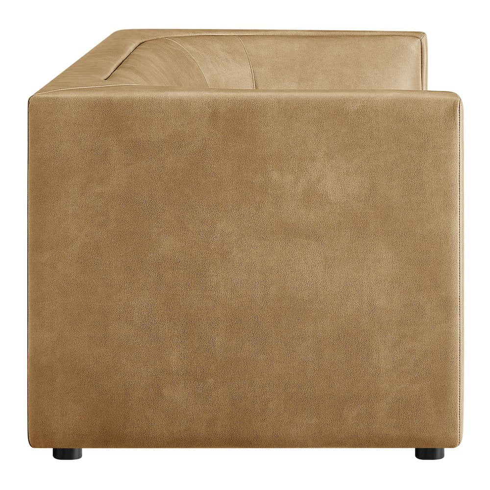 Hilda 86" Curved Back Vegan Leather Sofa