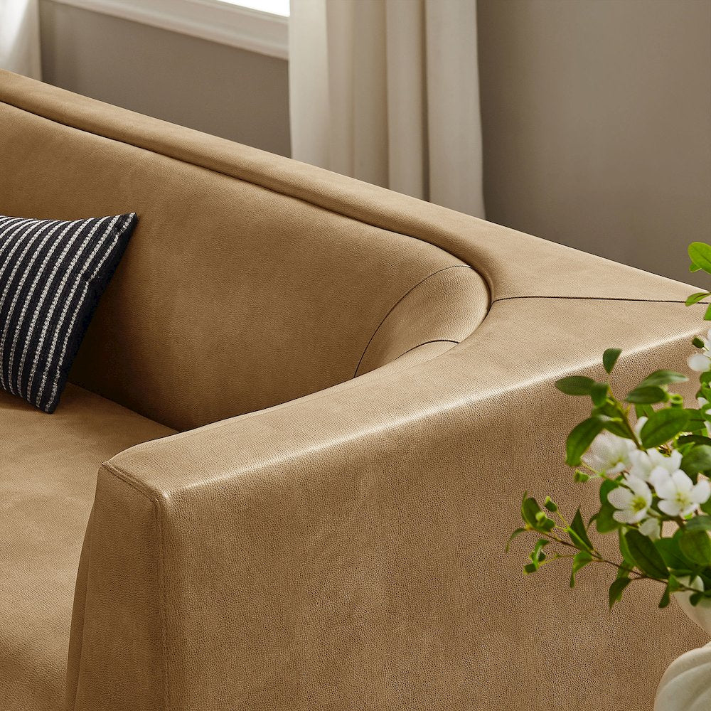 Hilda 86" Curved Back Vegan Leather Sofa