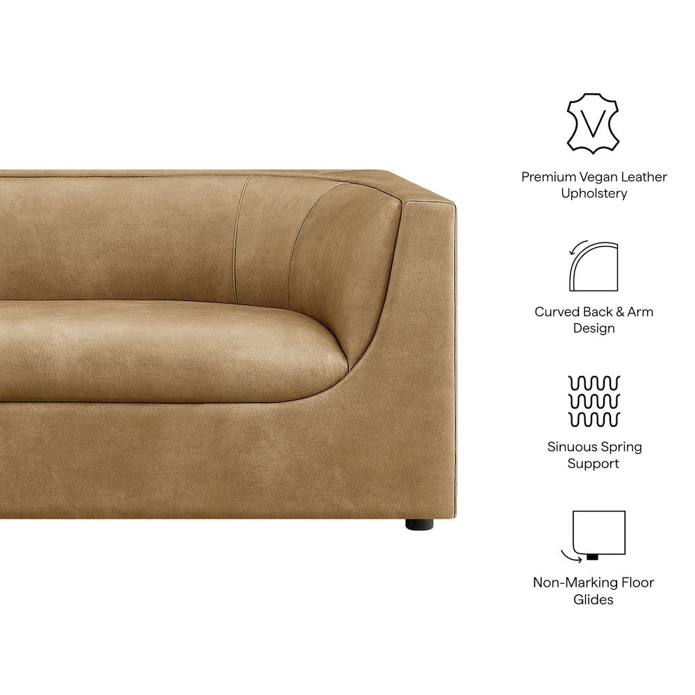 Hilda 86" Curved Back Vegan Leather Sofa