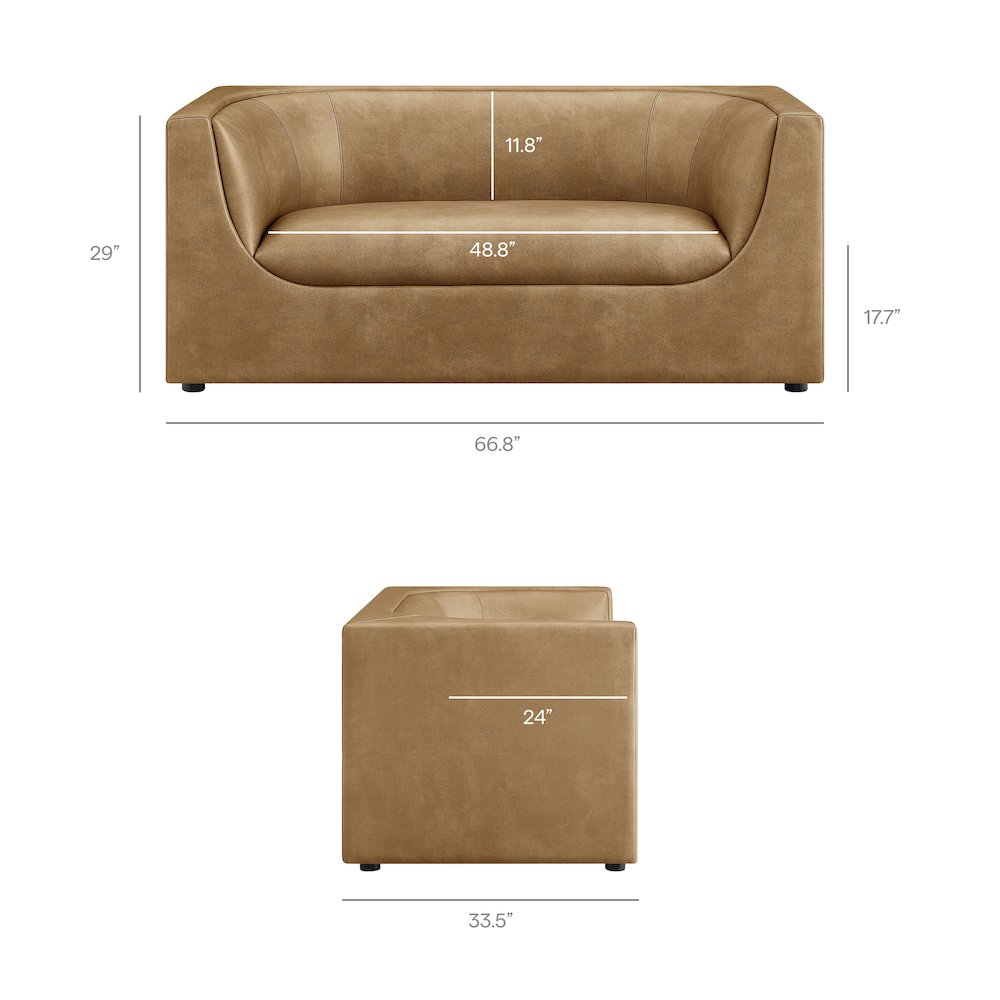 Hilda 67" Curved Back Vegan Leather Loveseat