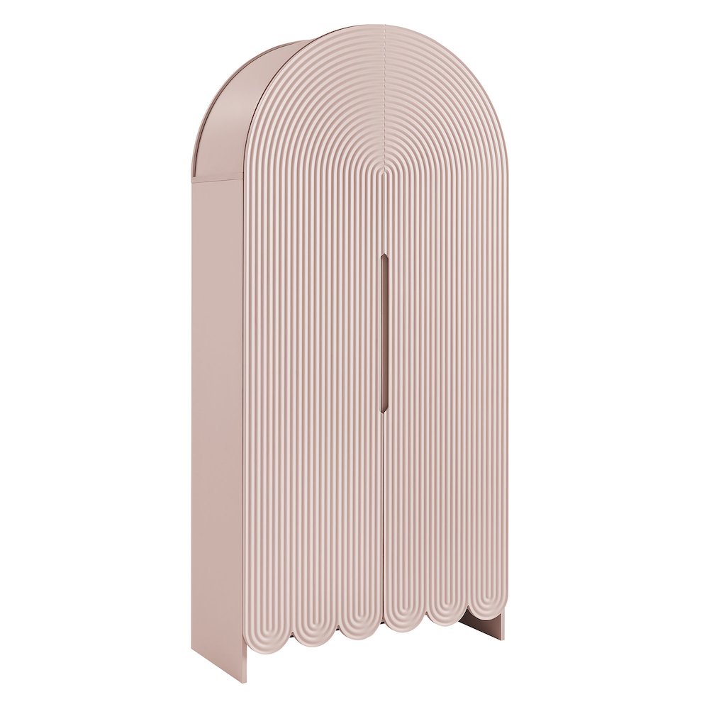 Dahlia 78 Inch Fluted and Scalloped Arched Storage Cabinet