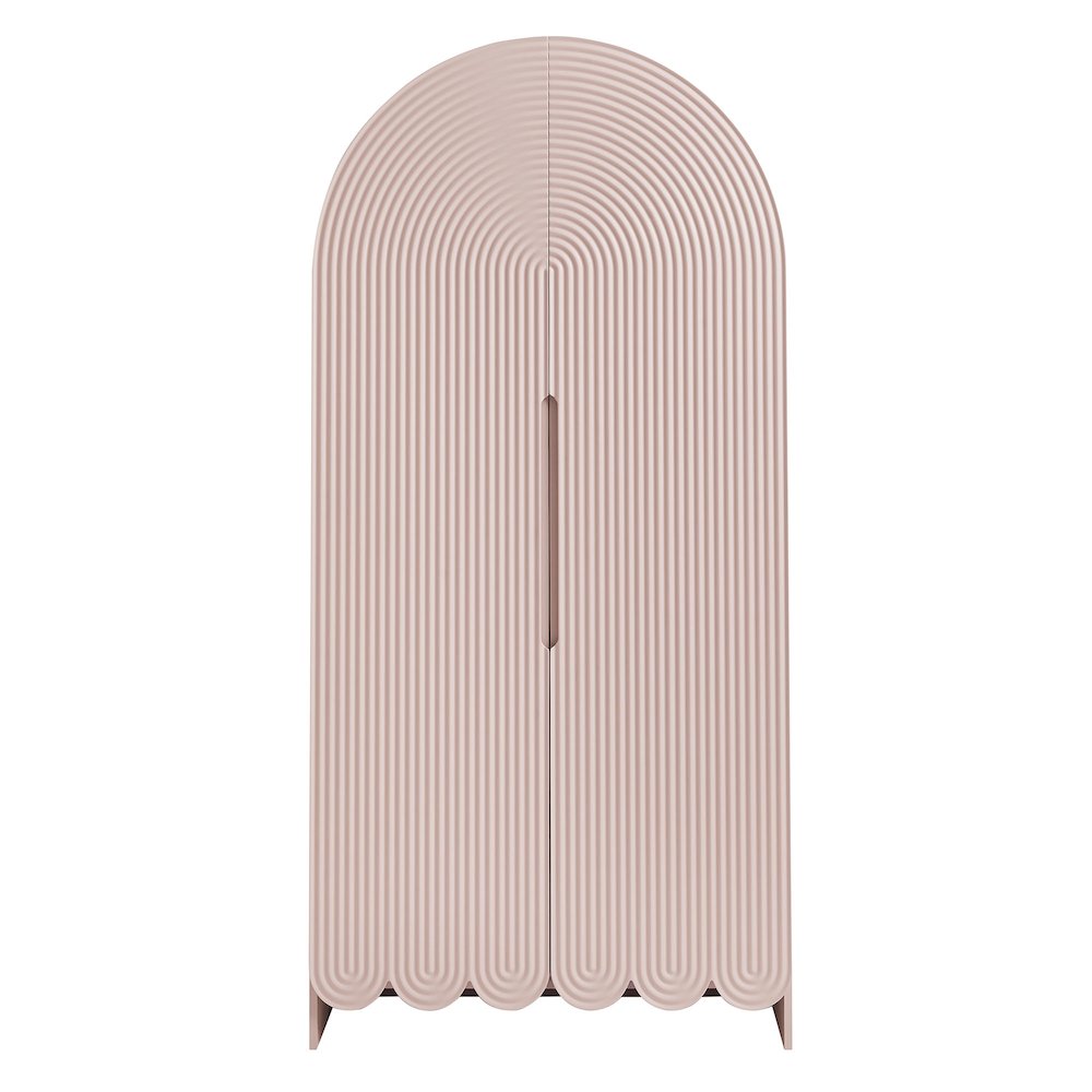 Dahlia 78 Inch Fluted and Scalloped Arched Storage Cabinet