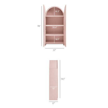 Dahlia 78 Inch Fluted and Scalloped Arched Storage Cabinet