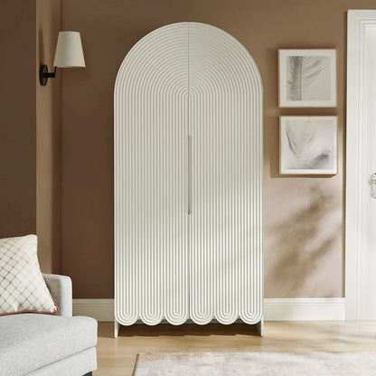 Dahlia 78 Inch Fluted and Scalloped Arched Storage Cabinet