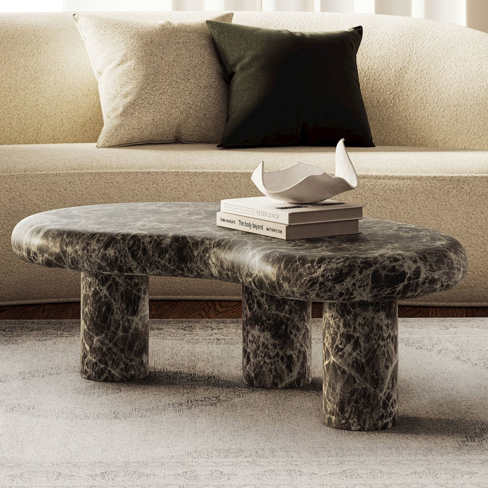 Elowen Outdoor Patio Faux Marble Coffee Table