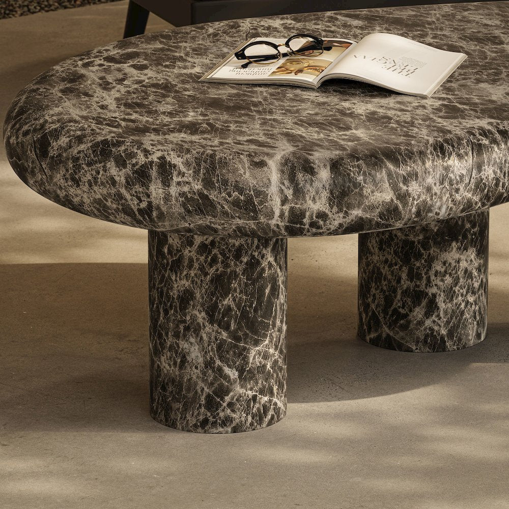 Elowen Outdoor Patio Faux Marble Coffee Table