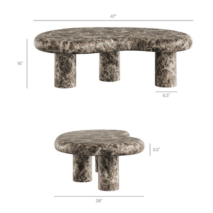 Elowen Outdoor Patio Faux Marble Coffee Table