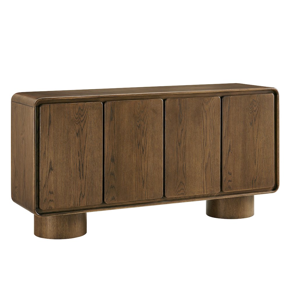 Lumo 4-Door Curved Wood Accent Cabinet - Walnut