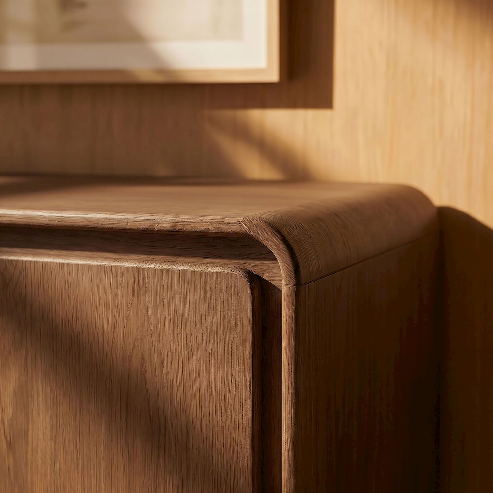 Lumo 4-Door Curved Wood Accent Cabinet - Walnut