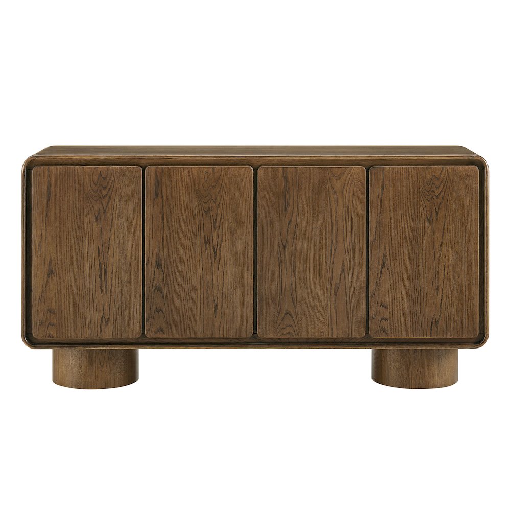 Lumo 4-Door Curved Wood Accent Cabinet - Walnut