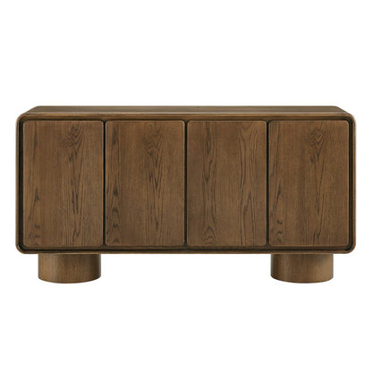 Lumo 4-Door Curved Wood Accent Cabinet - Walnut