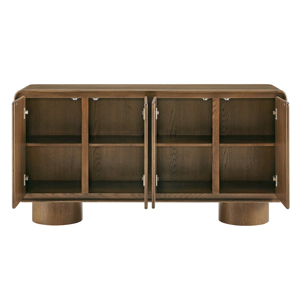 Lumo 4-Door Curved Wood Accent Cabinet - Walnut