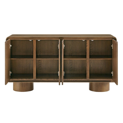 Lumo 4-Door Curved Wood Accent Cabinet - Walnut