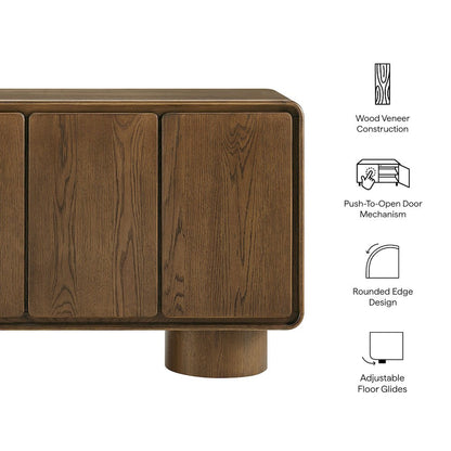 Lumo 4-Door Curved Wood Accent Cabinet - Walnut