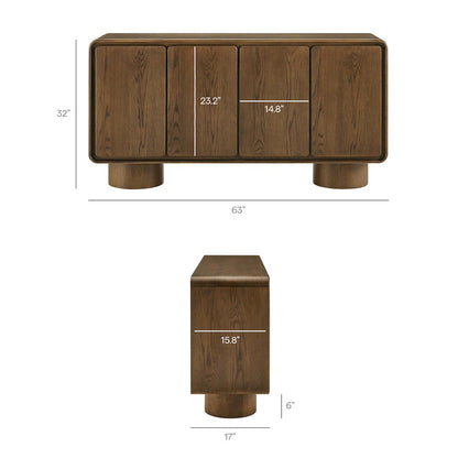 Lumo 4-Door Curved Wood Accent Cabinet - Walnut
