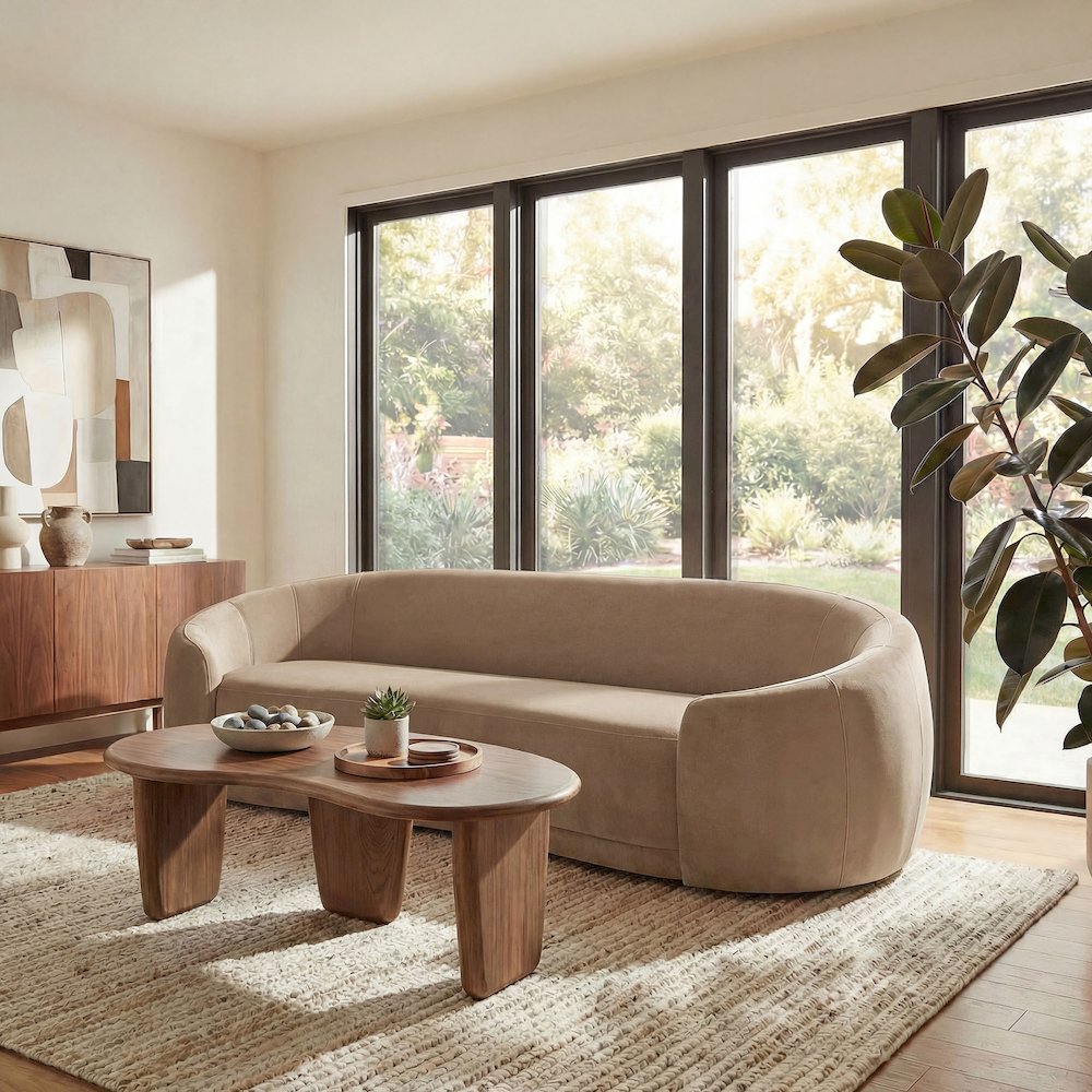 Contessa Curved Performance Velvet Sofa