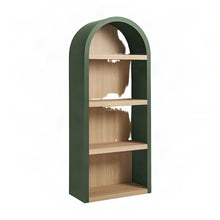 Tall Narrow Arched Wood Bookshelf with Adjustable Shelves, Hunter Green