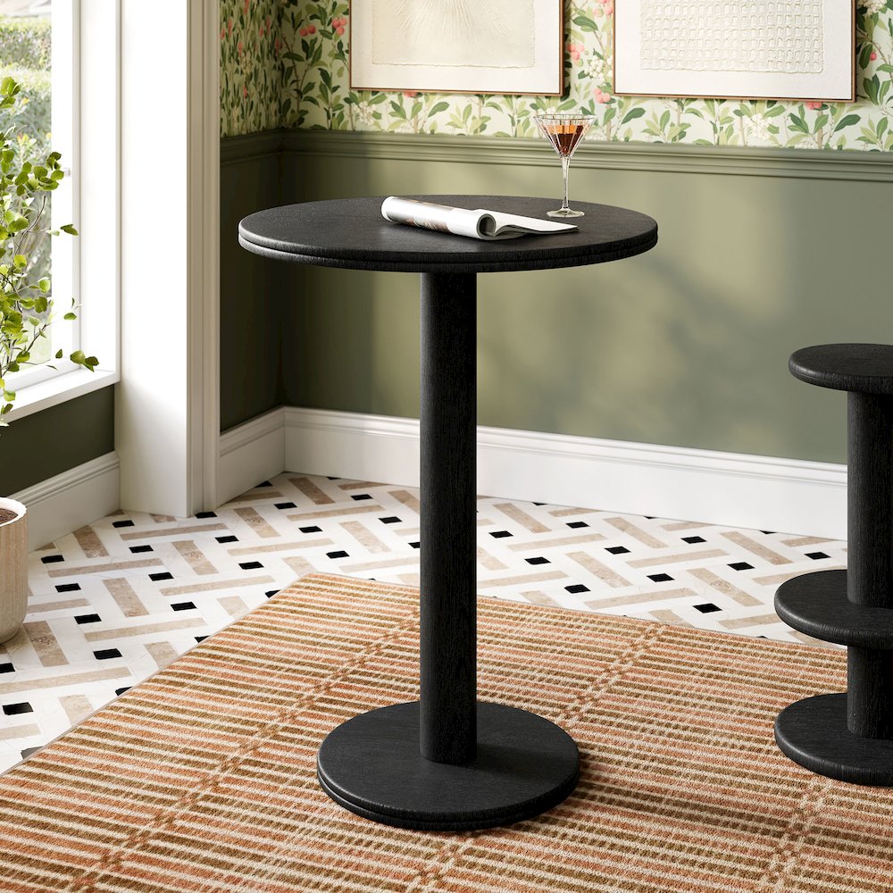 Neo 31 Inch Round Indoor - Outdoor Patio Patio Wood Bar Table