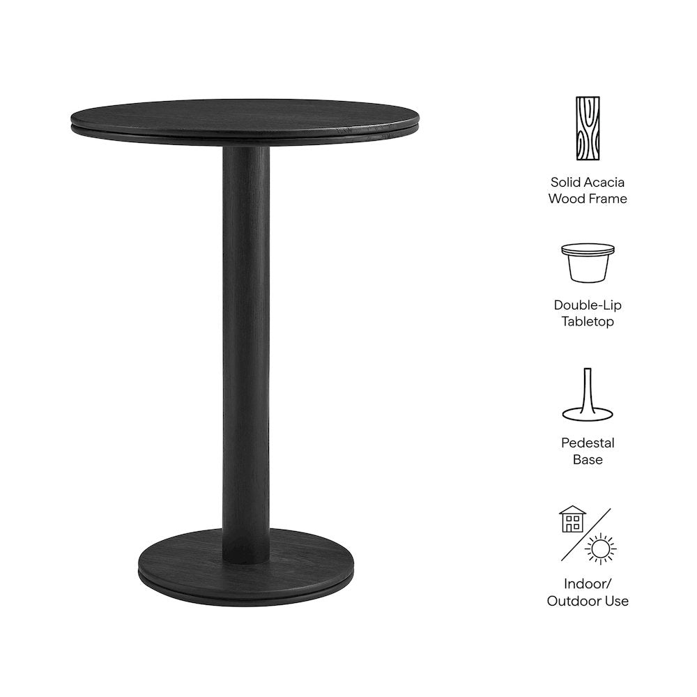 Neo 31 Inch Round Indoor - Outdoor Patio Patio Wood Bar Table