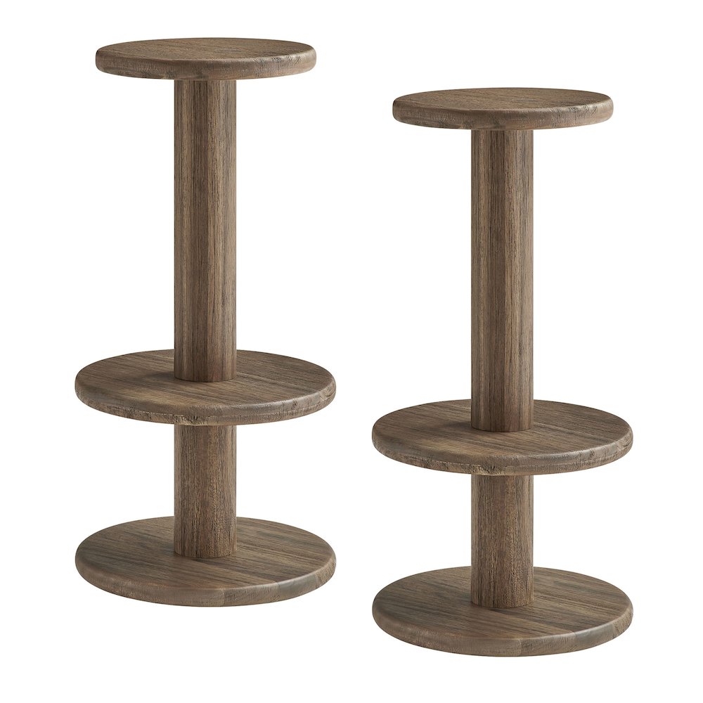 Neo 15 Inch Round Indoor - Outdoor Patio Patio Wood Bar Stools