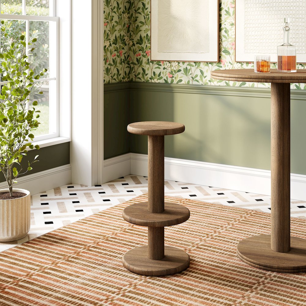 Neo 15 Inch Round Indoor - Outdoor Patio Patio Wood Bar Stools