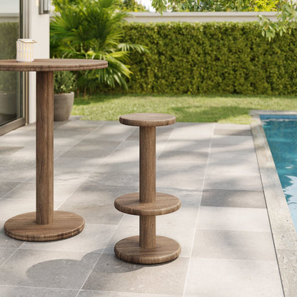 Neo 15 Inch Round Indoor - Outdoor Patio Patio Wood Bar Stools