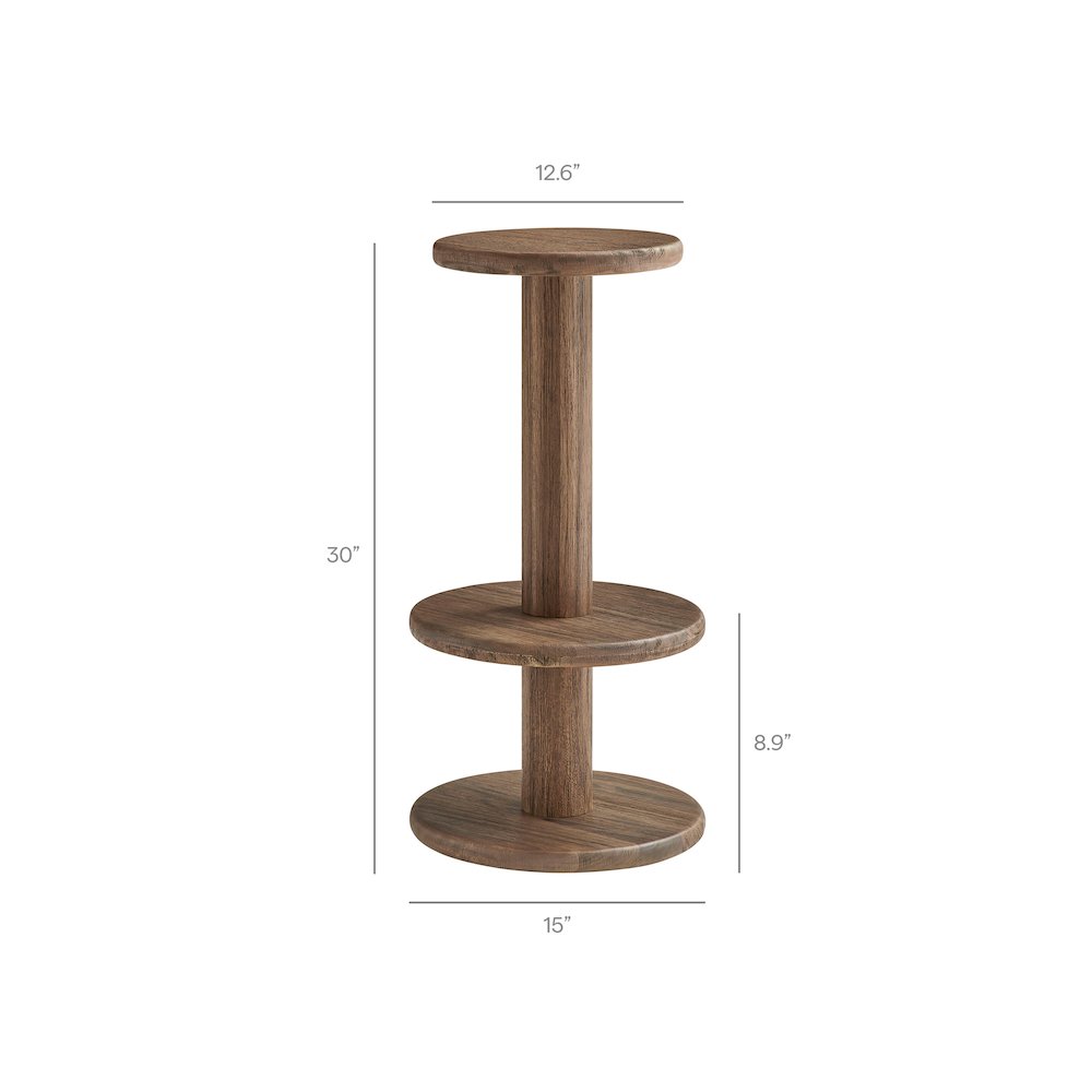 Neo 15 Inch Round Indoor - Outdoor Patio Patio Wood Bar Stools