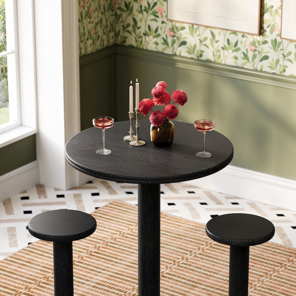 Neo 3-Piece Round Indoor - Outdoor Patio Patio Wood Bar Table And Stool Set