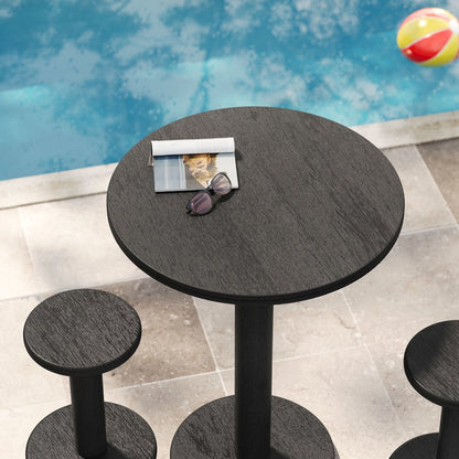 Neo 3-Piece Round Indoor - Outdoor Patio Patio Wood Bar Table And Stool Set