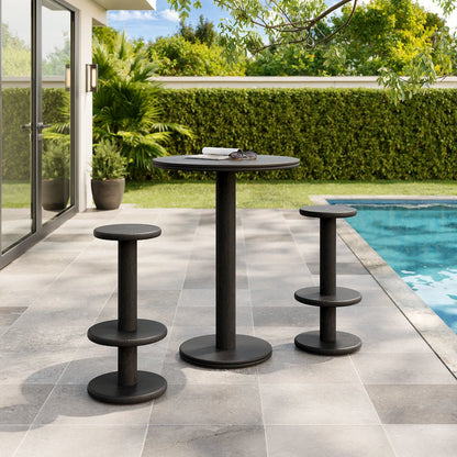 Neo 3-Piece Round Indoor - Outdoor Patio Patio Wood Bar Table And Stool Set