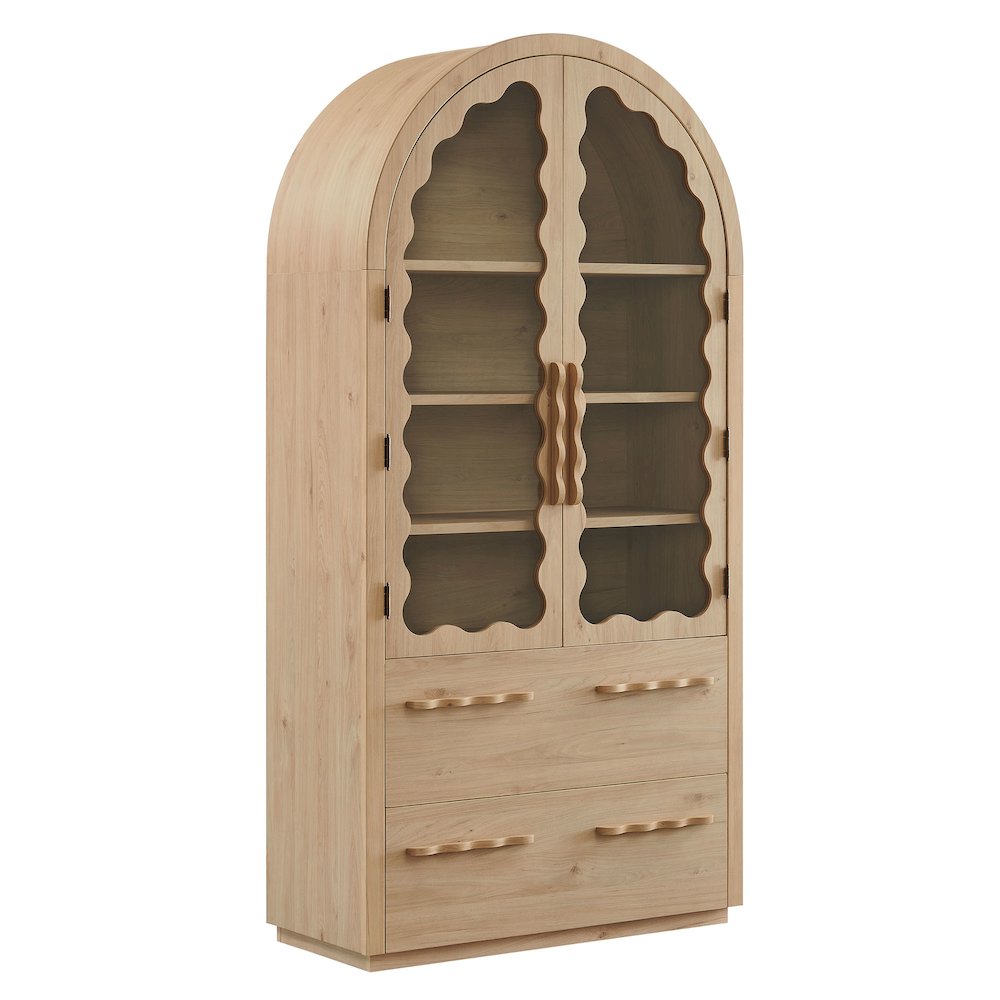 Rory 76 Inch Arched Kitchen Pantry Display Cabinet