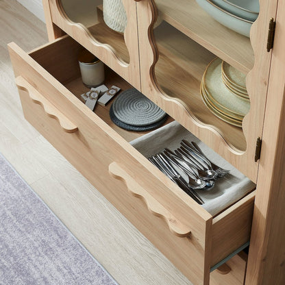 Rory 76 Inch Arched Kitchen Pantry Display Cabinet