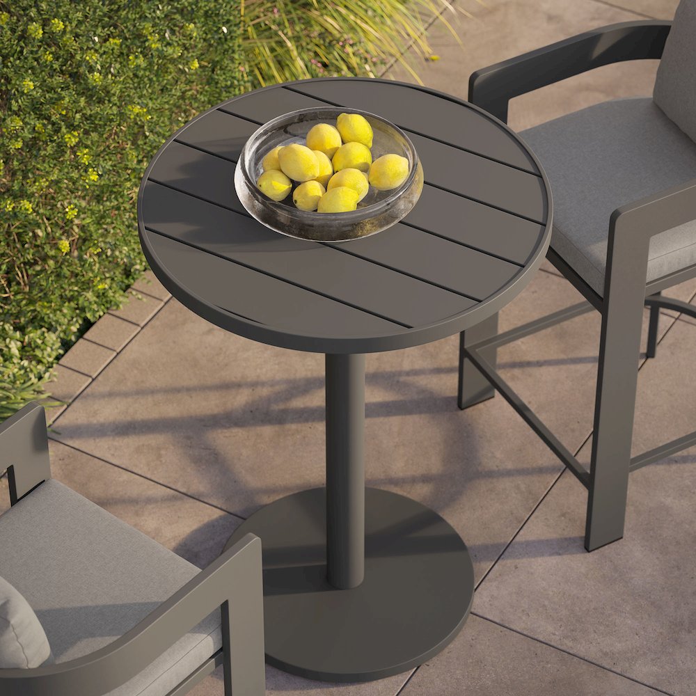 Tahoe 31 Inch Round Outdoor Patio Aluminum Bar Table