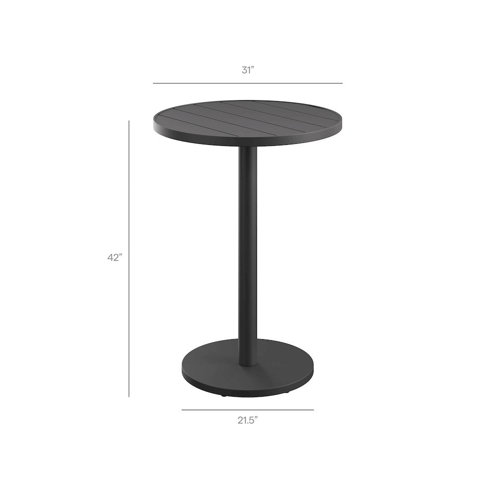 Tahoe 31 Inch Round Outdoor Patio Aluminum Bar Table