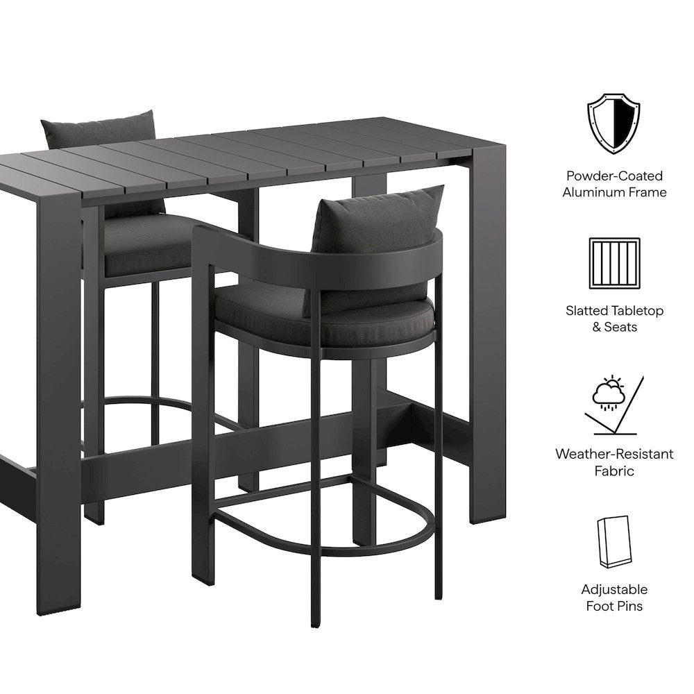 Tahoe 3-Piece Outdoor Patio Aluminum Bar Table Set