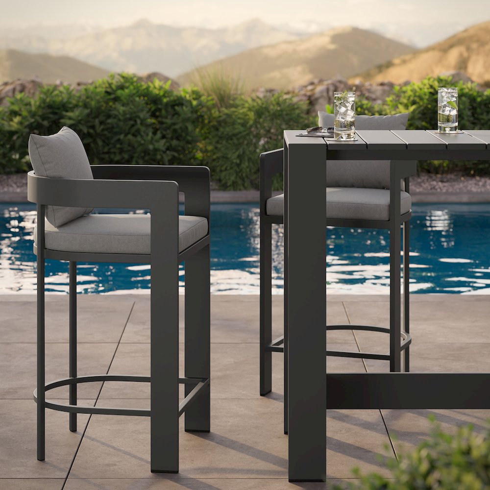 Tahoe 3-Piece Outdoor Patio Aluminum Bar Table Set
