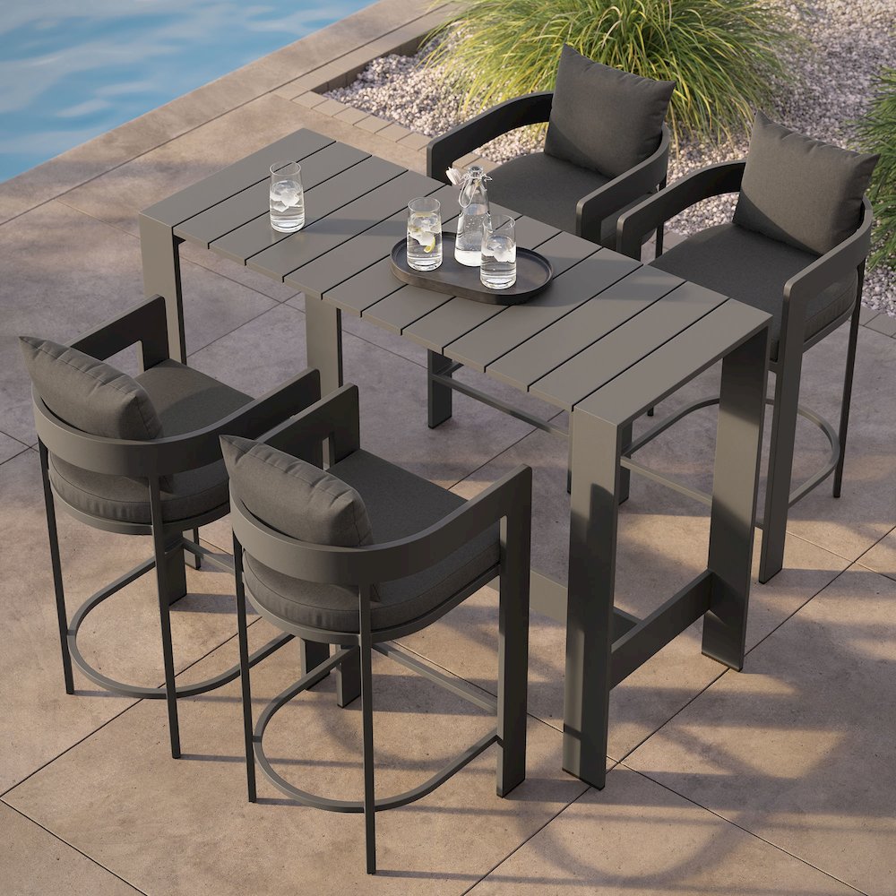 Tahoe 5-Piece Outdoor Patio Bar Table Set