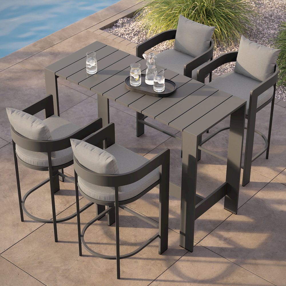 Tahoe 5-Piece Outdoor Patio Bar Table Set