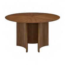 Round Wood Dining Table with Mid-Century Modern Legs, Kitchen Table, Walnut