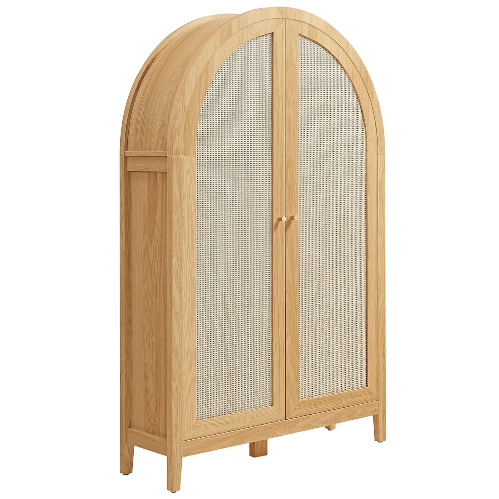 Calista 63 Inch Arched Storage Cabinet With Folding Desk