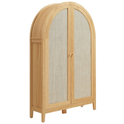 Calista 63 Inch Arched Storage Cabinet With Folding Desk