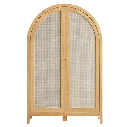 Calista 63 Inch Arched Storage Cabinet With Folding Desk