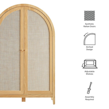 Calista 63 Inch Arched Storage Cabinet With Folding Desk