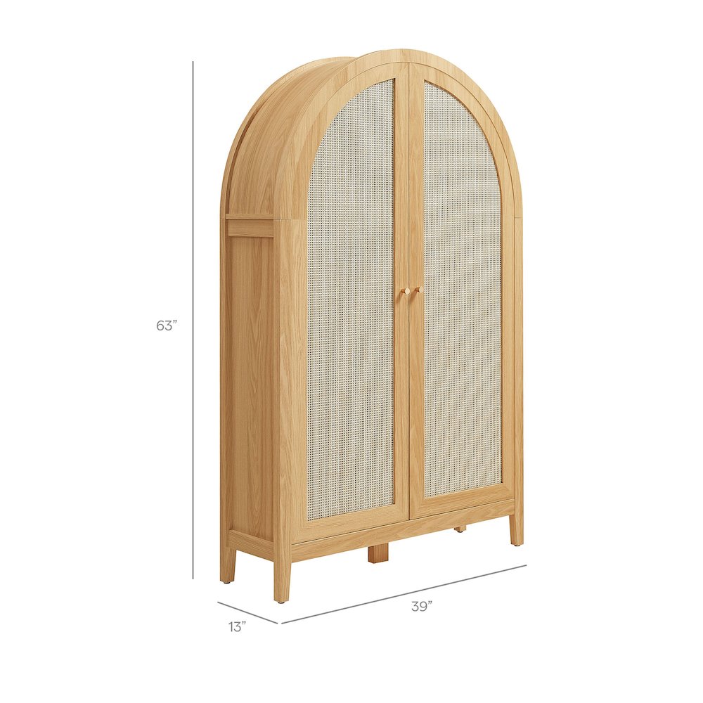 Calista 63 Inch Arched Storage Cabinet With Folding Desk