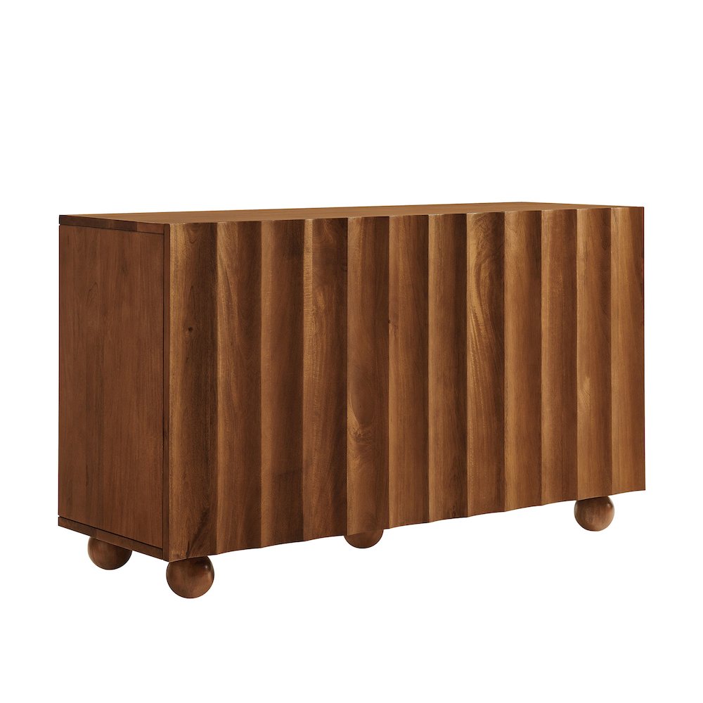 Sorren 54 Inch Scalloped Wood 3-Door Sideboard - Walnut