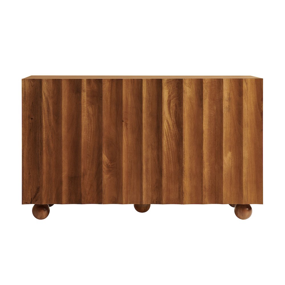 Sorren 54 Inch Scalloped Wood 3-Door Sideboard - Walnut