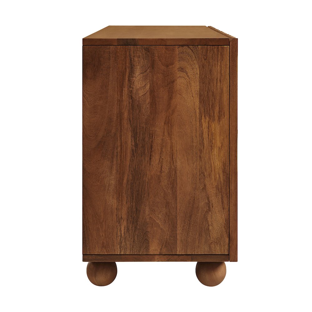 Sorren 72 Inch Scalloped Wood 4-Door Sideboard - Walnut