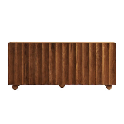 Sorren 72 Inch Scalloped Wood 4-Door Sideboard - Walnut