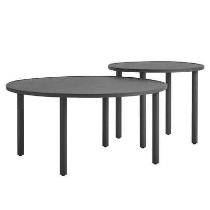 Porta 2 Piece Nesting Outdoor Patio Aluminum Coffee Table Set - Charcoal